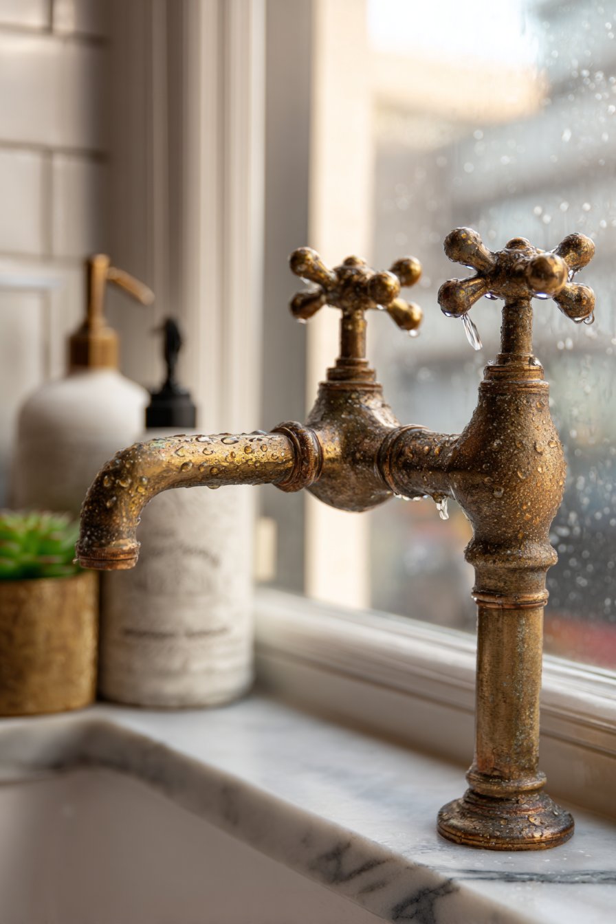 Living Finish Brass Faucet Detail