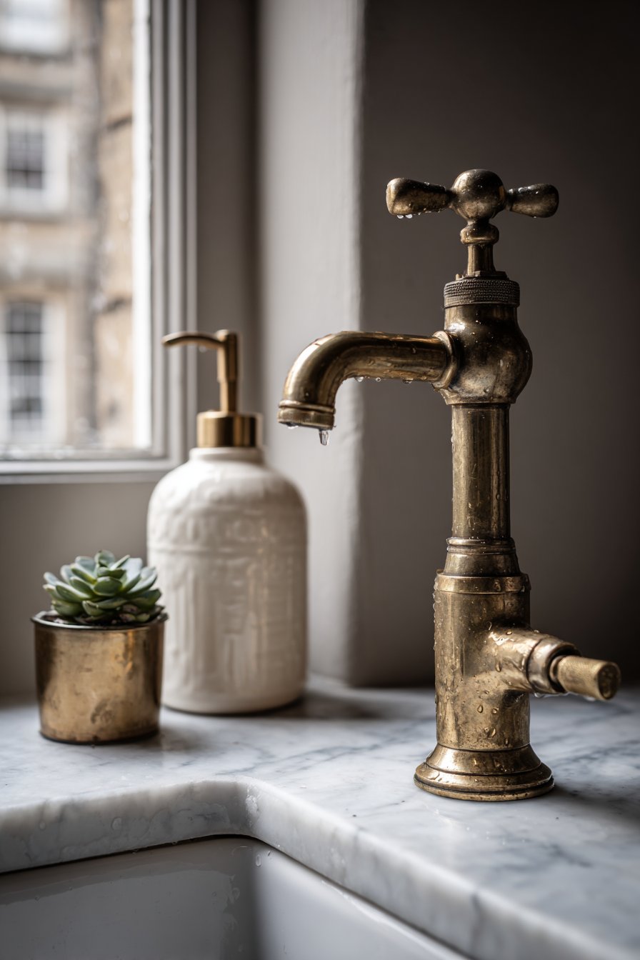 Living Finish Brass Faucet Detail