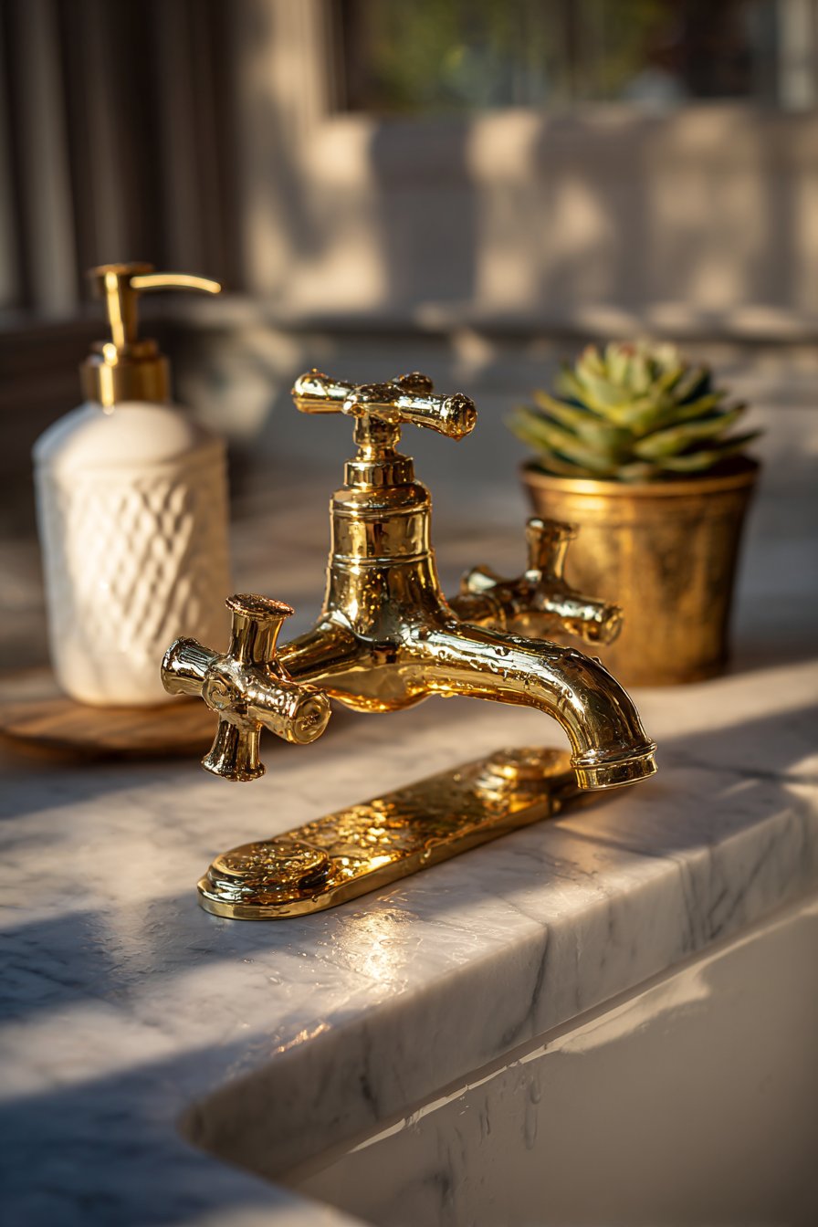 Living Finish Brass Faucet Detail