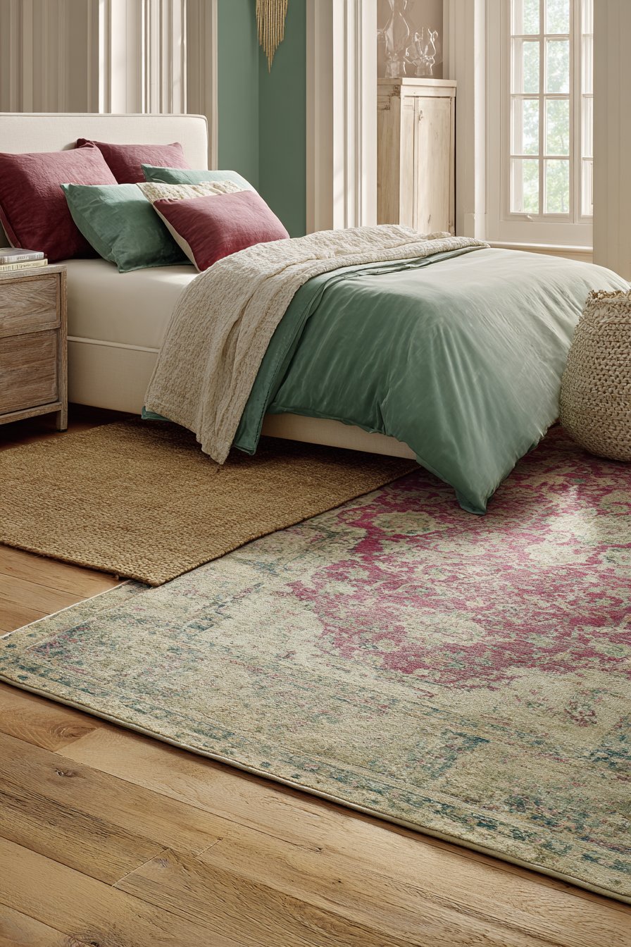 Layered Vintage Rug Arrangement