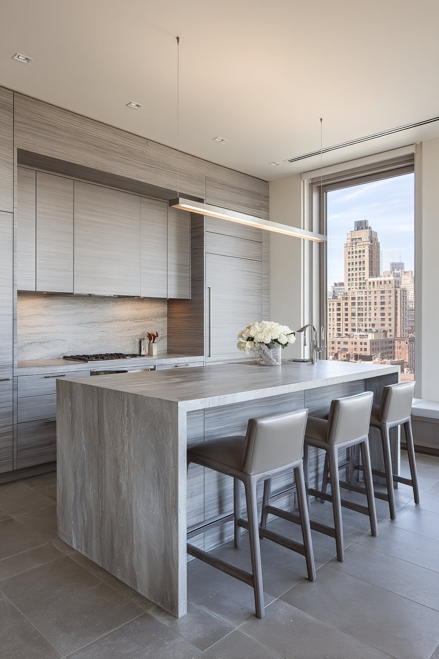 Seamless Concrete-Look Porcelain Island