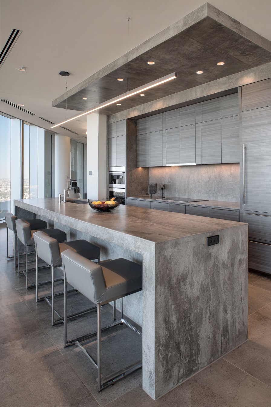 Seamless Concrete-Look Porcelain Island