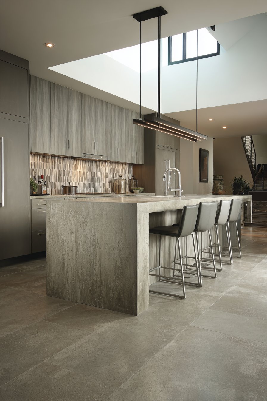 Seamless Concrete-Look Porcelain Island