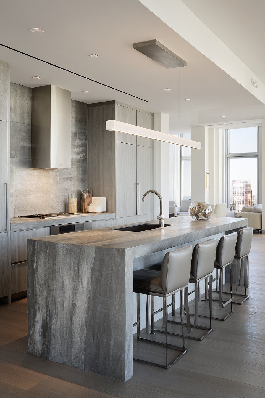 Seamless Concrete-Look Porcelain Island