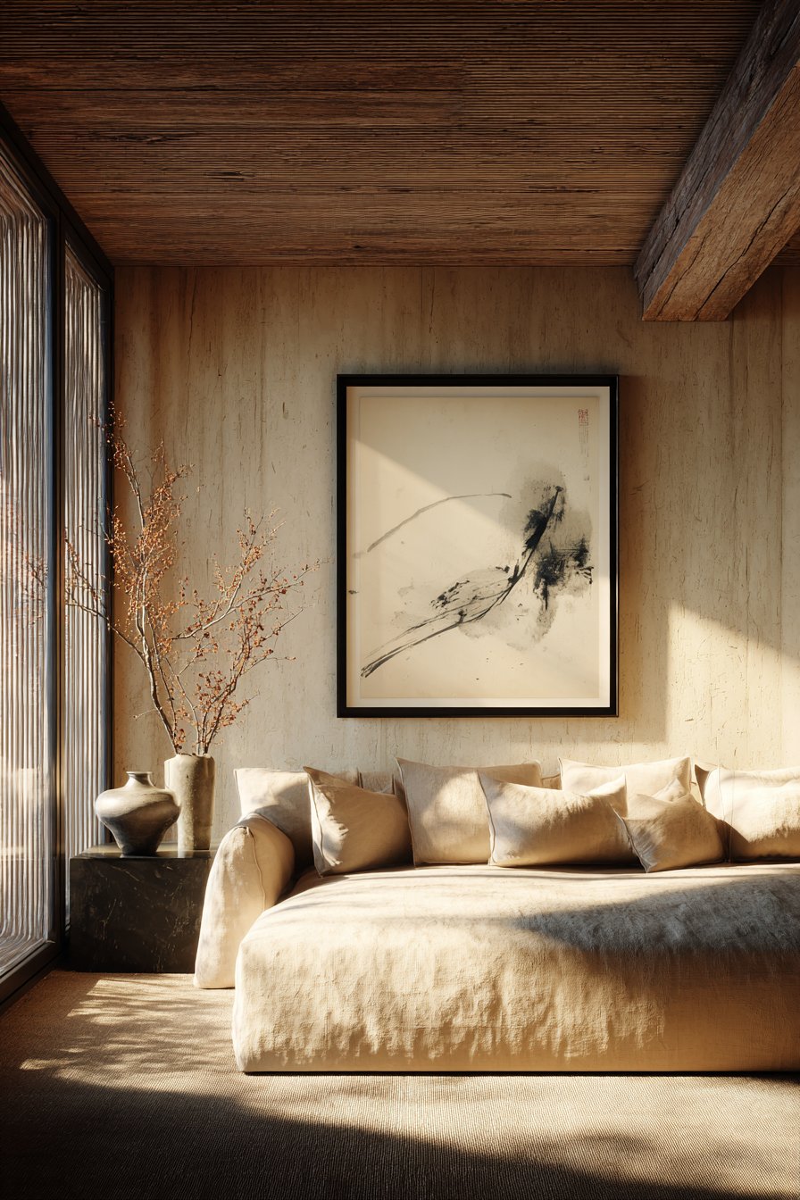 Japandi Minimalist Ink Wash Painting