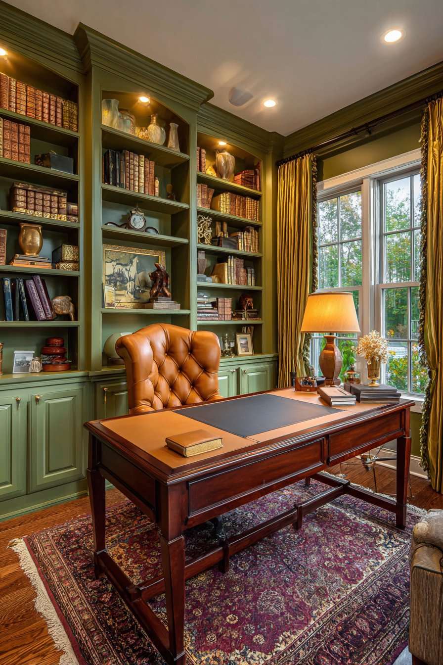 Sophisticated Study with Custom Bookshelves