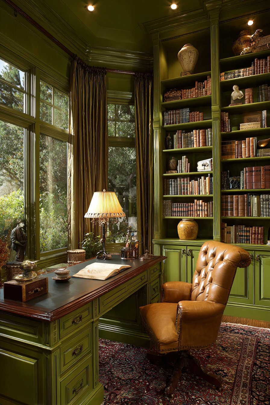 Sophisticated Study with Custom Bookshelves