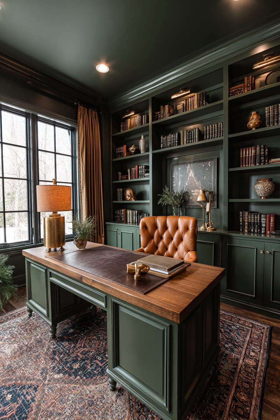 Sophisticated Study with Custom Bookshelves