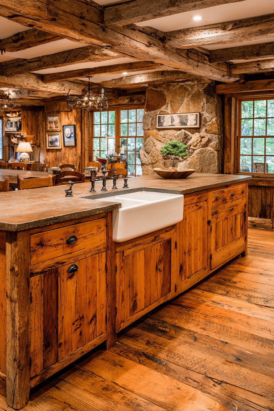 Rustic Orange Wood Stain Kitchen