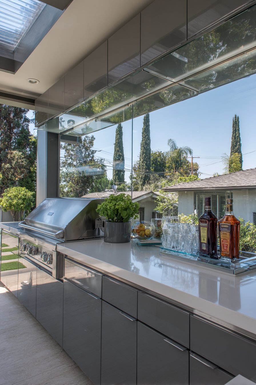 Contemporary Waterfall-Edge Quartz Design