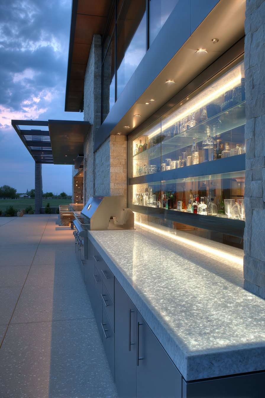 Contemporary Waterfall-Edge Quartz Design