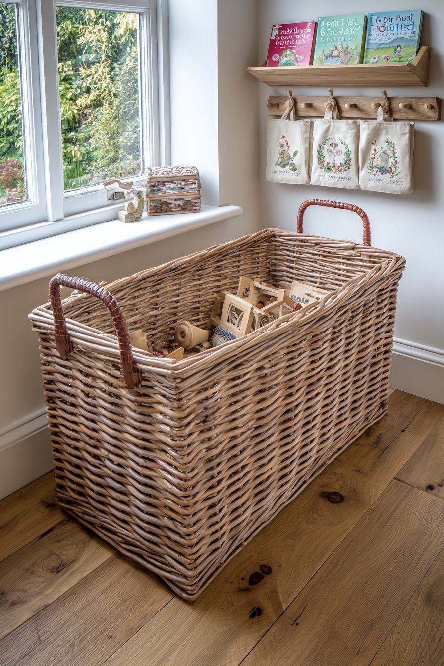 Wicker Basket Toy Storage with Accessible Organization