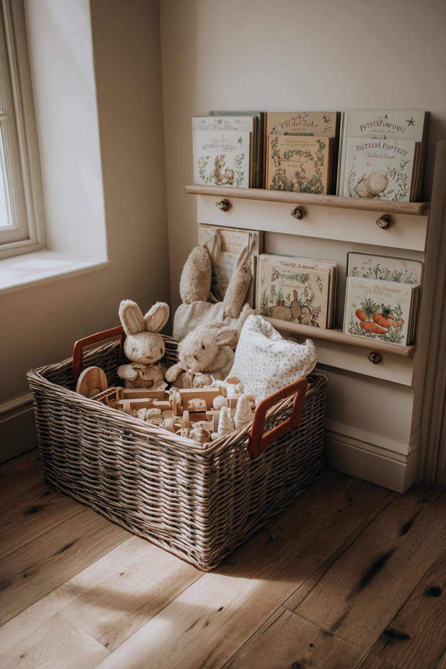 Wicker Basket Toy Storage with Accessible Organization