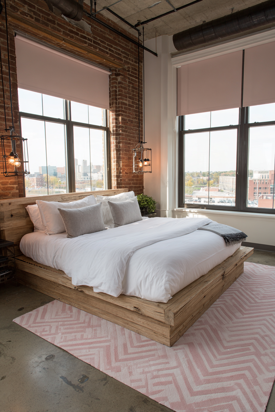 Industrial-Chic Pink Brick Wallpaper