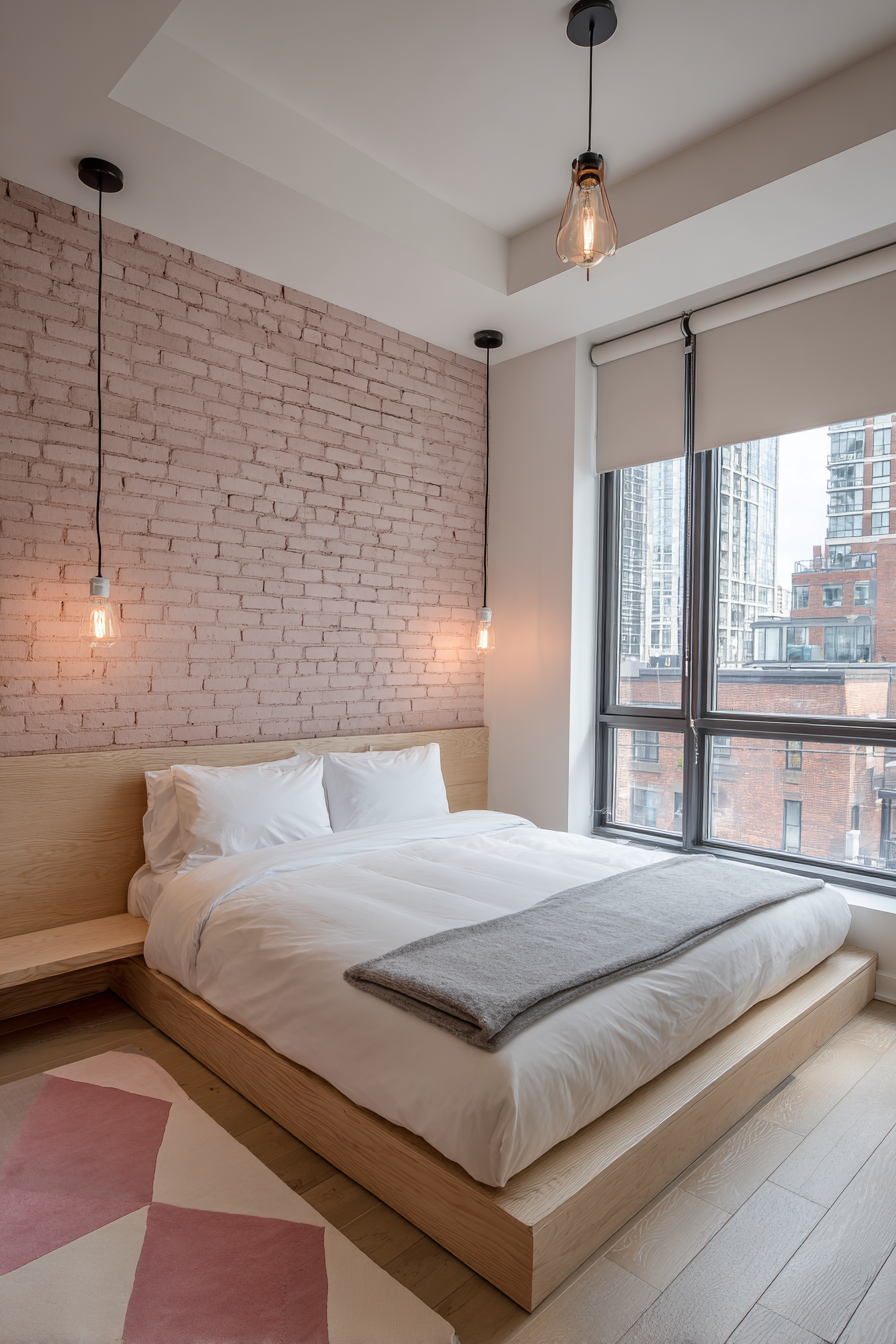 Industrial-Chic Pink Brick Wallpaper