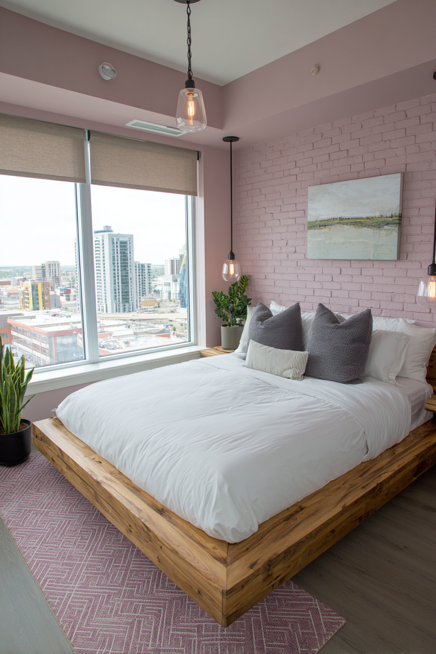 Industrial-Chic Pink Brick Wallpaper