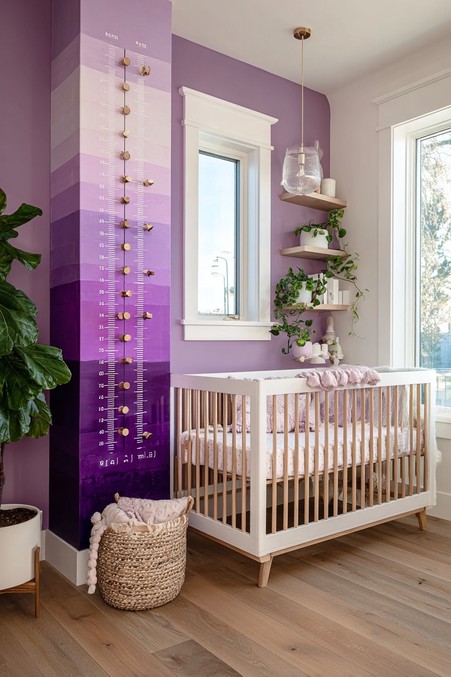 Growth Chart Feature Wall with Gradient Paint