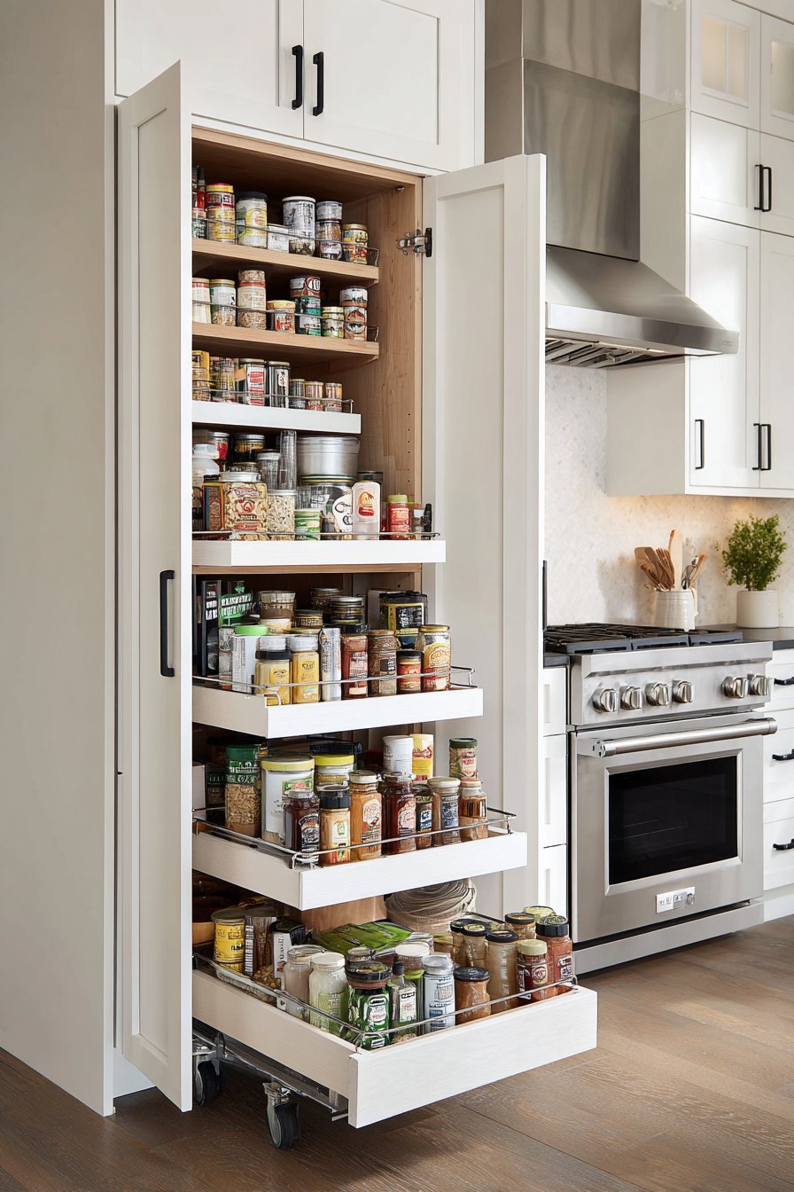 Narrow Rolling Pantry Cart Solution