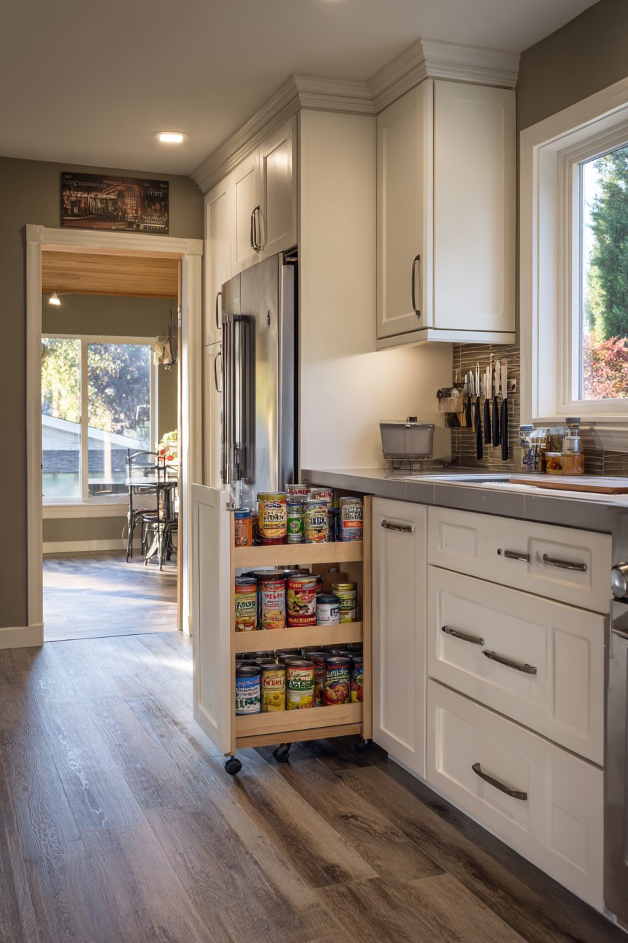 Narrow Rolling Pantry Cart Solution