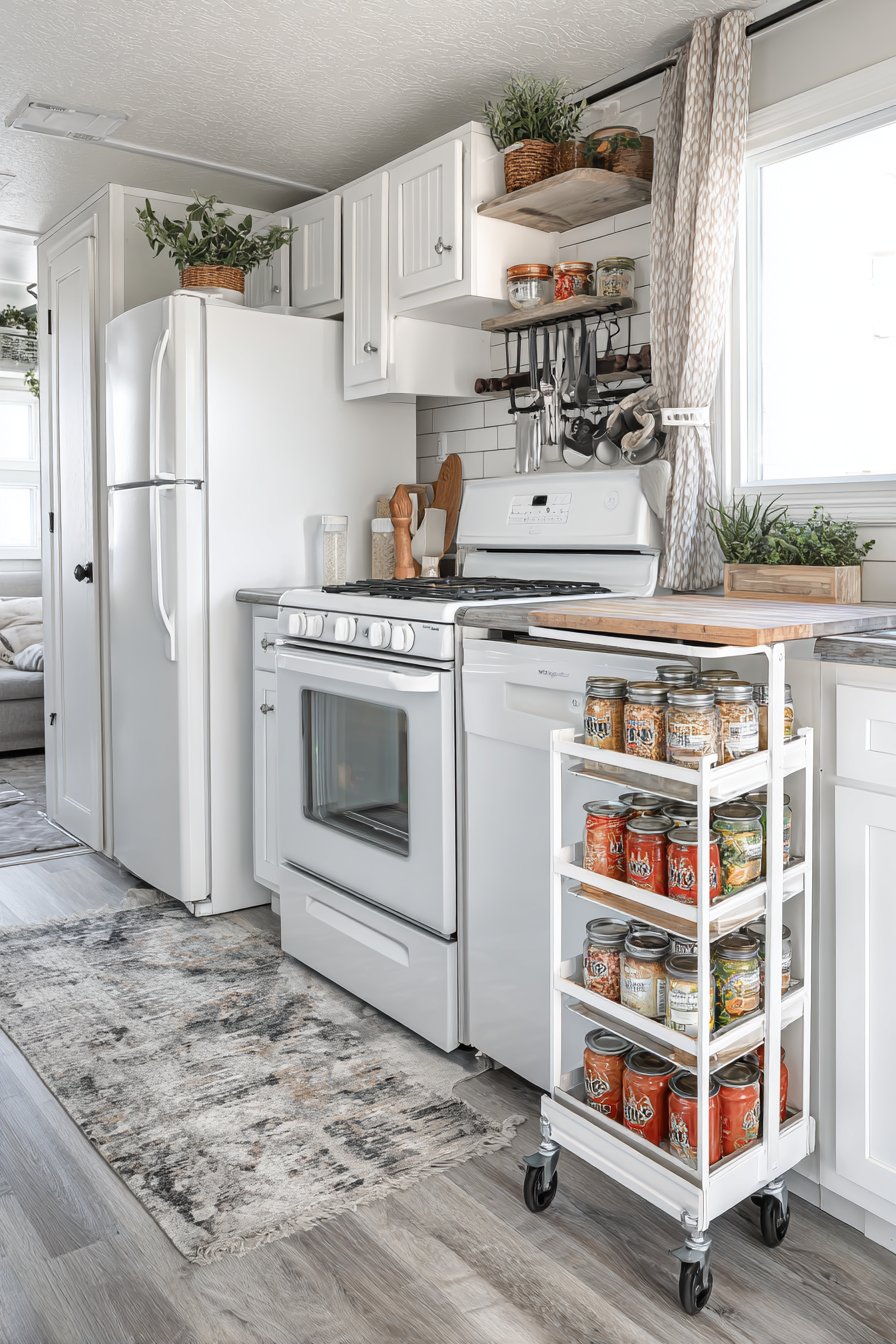 Narrow Rolling Pantry Cart Solution