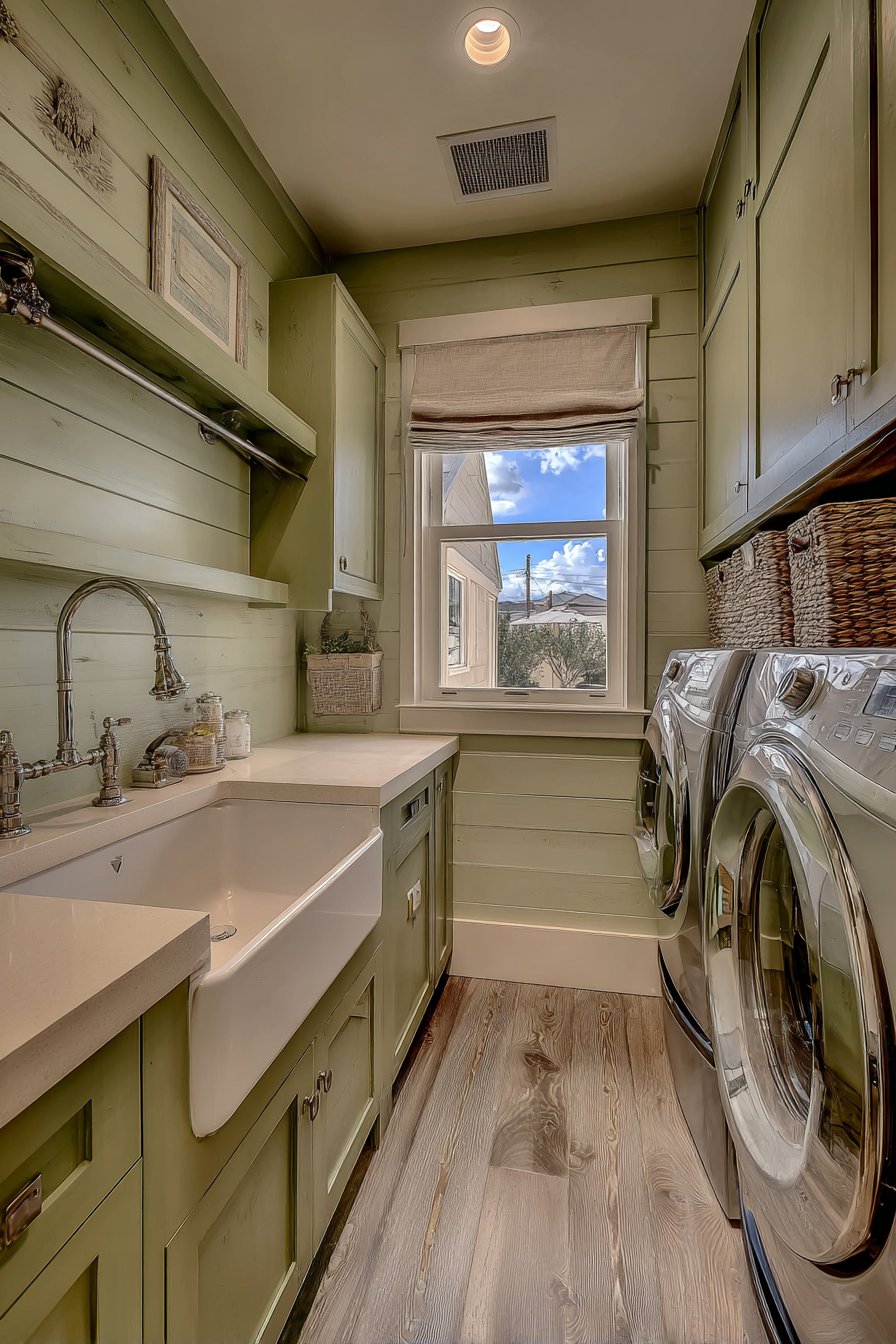 Extended Countertop with Integrated Hampers