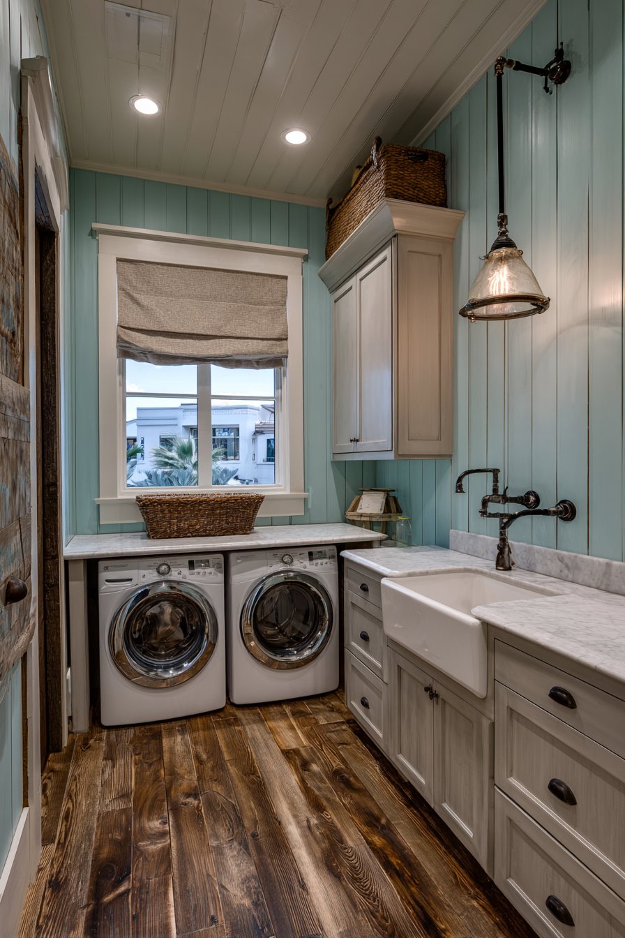 Extended Countertop with Integrated Hampers