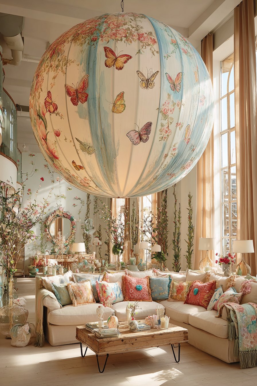 Hand-Painted Butterfly Chandelier Statement