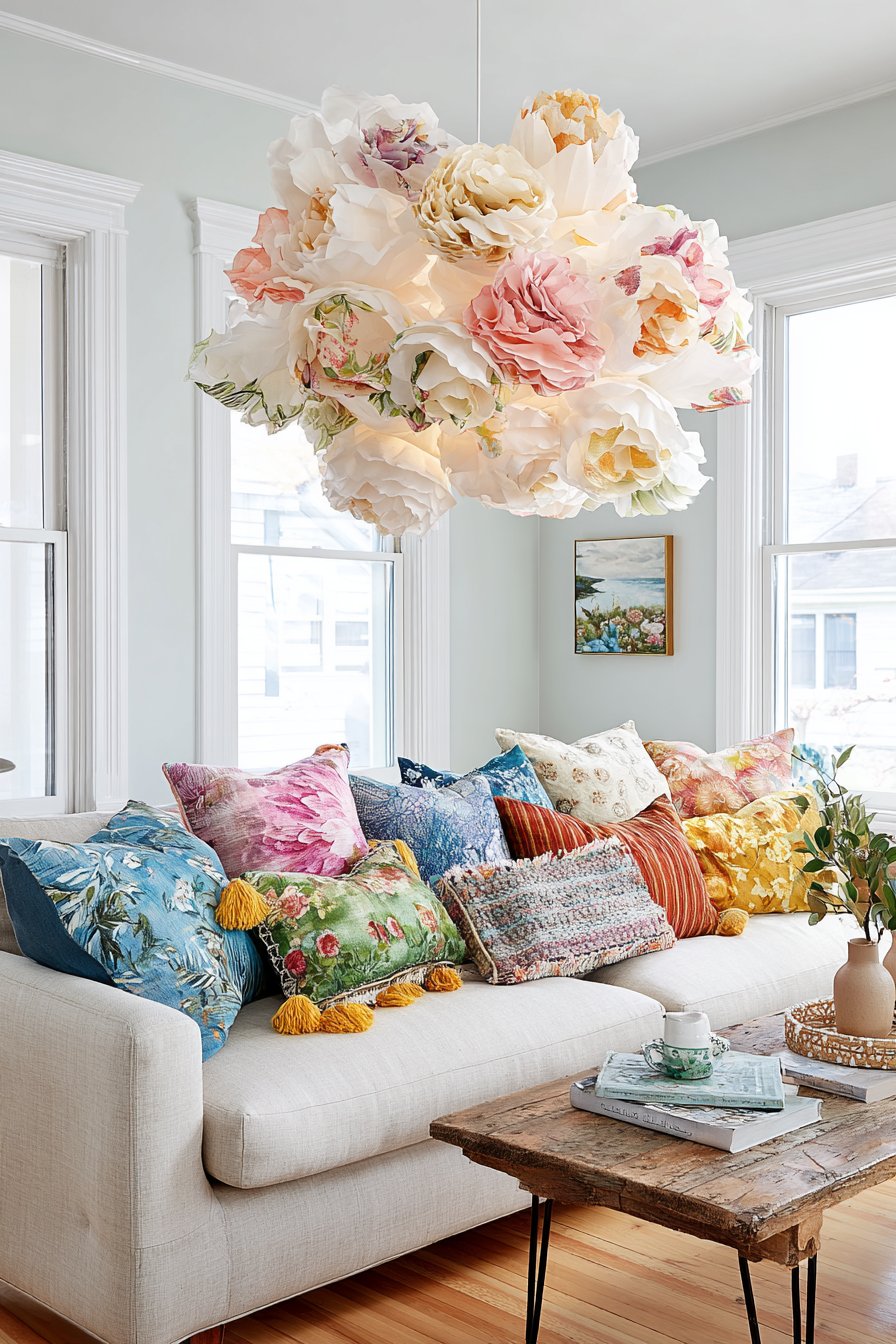 Hand-Painted Butterfly Chandelier Statement