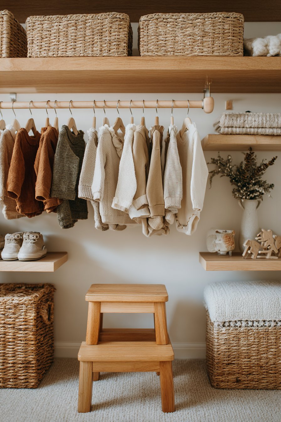 Natural Wood Closet Organization System