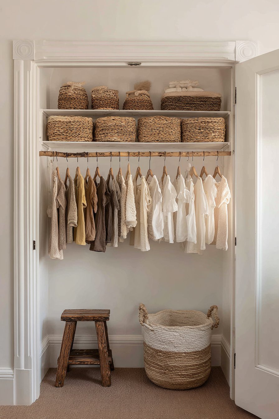 Natural Wood Closet Organization System