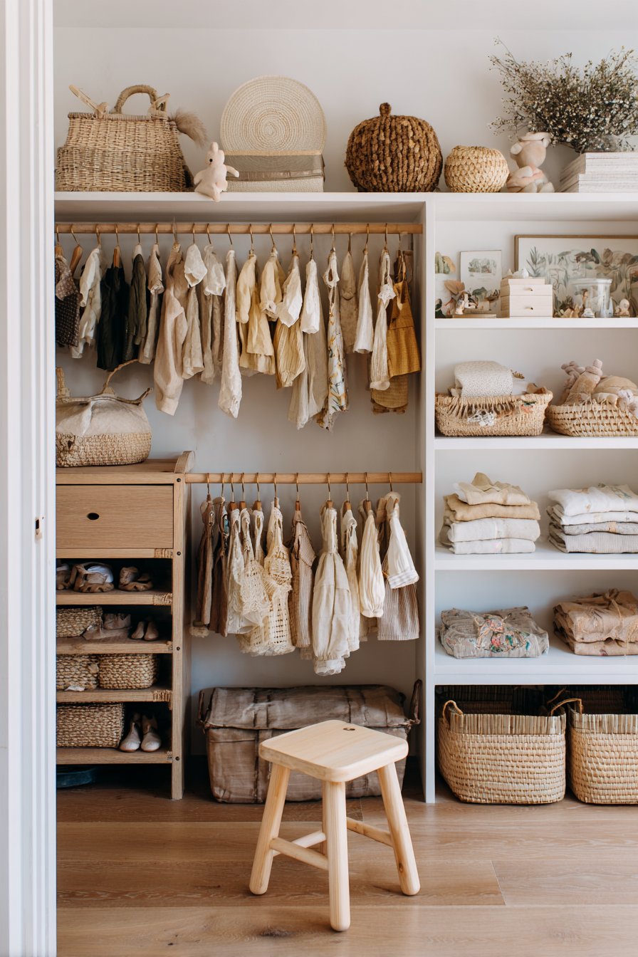 Natural Wood Closet Organization System