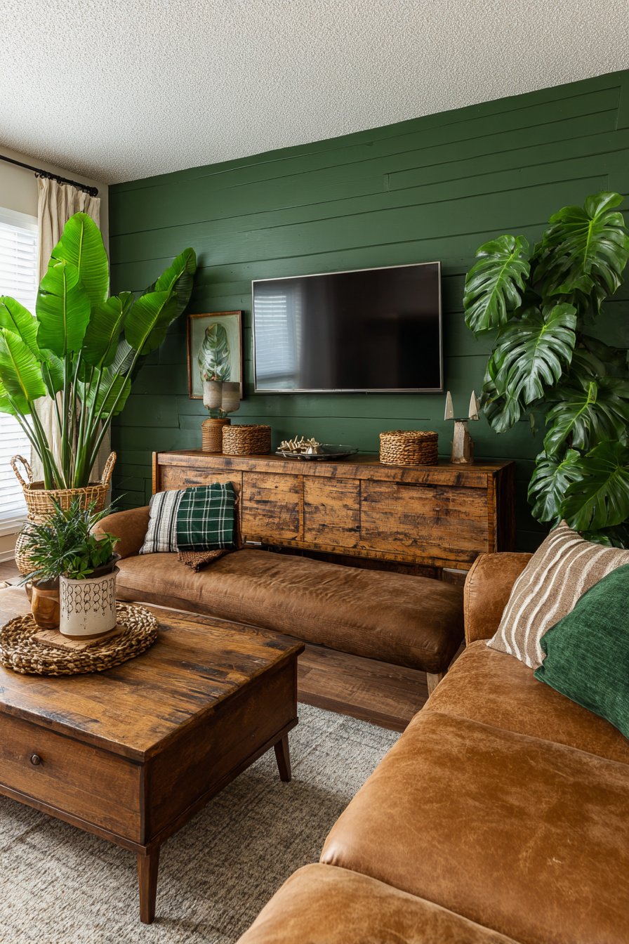 Pine Green Accent with Reclaimed Media Console
