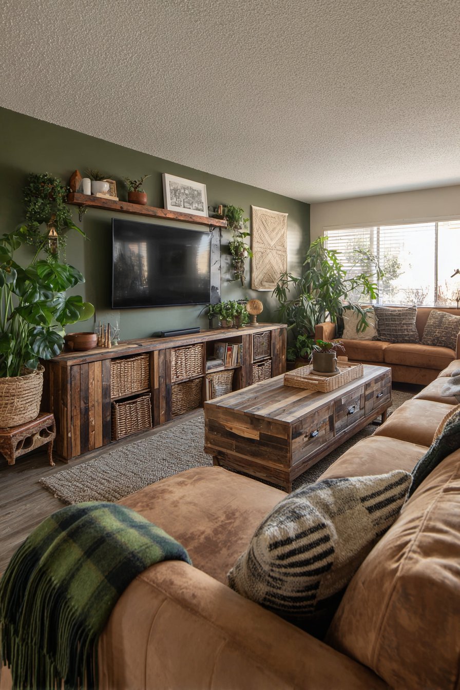 Pine Green Accent with Reclaimed Media Console