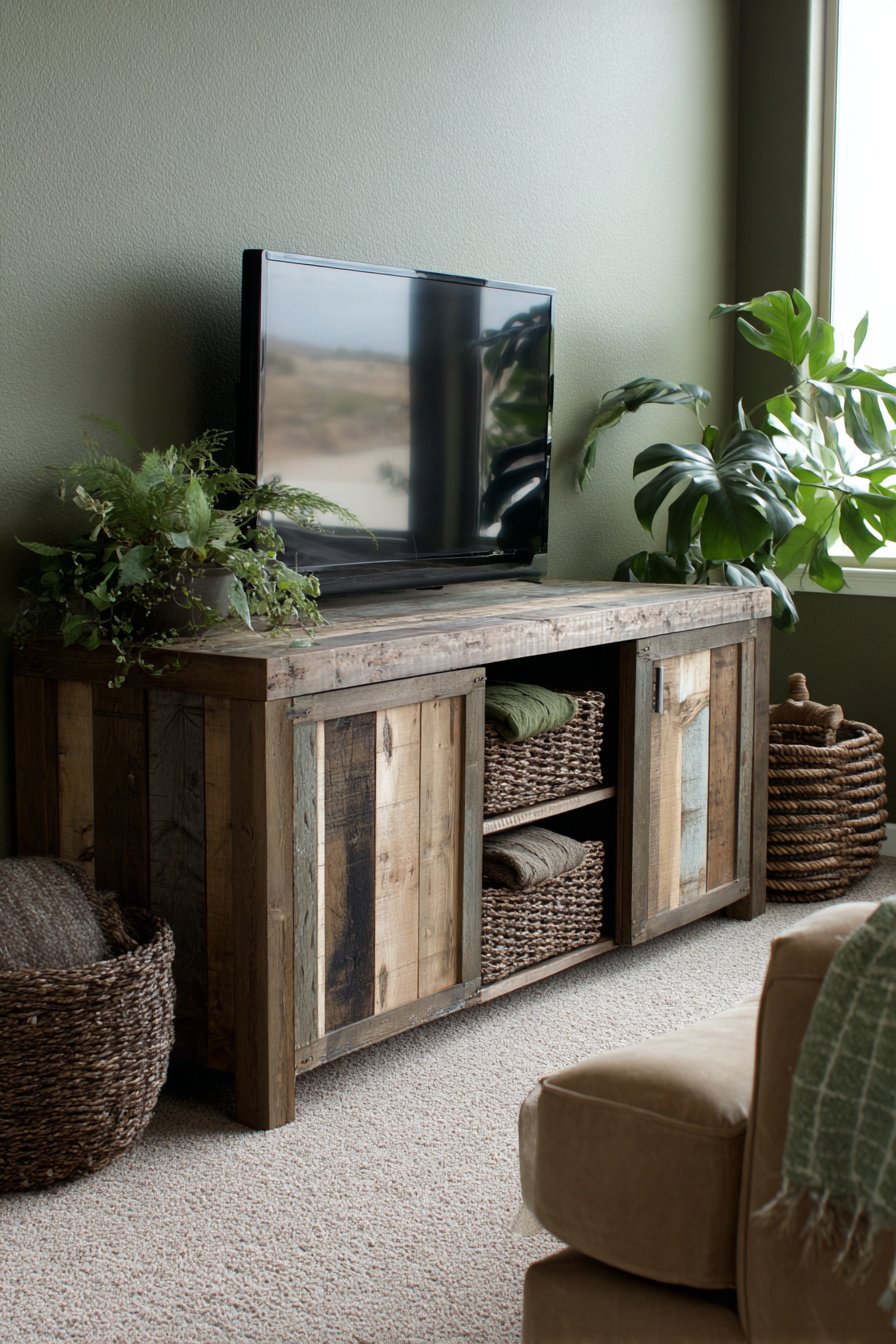 Pine Green Accent with Reclaimed Media Console