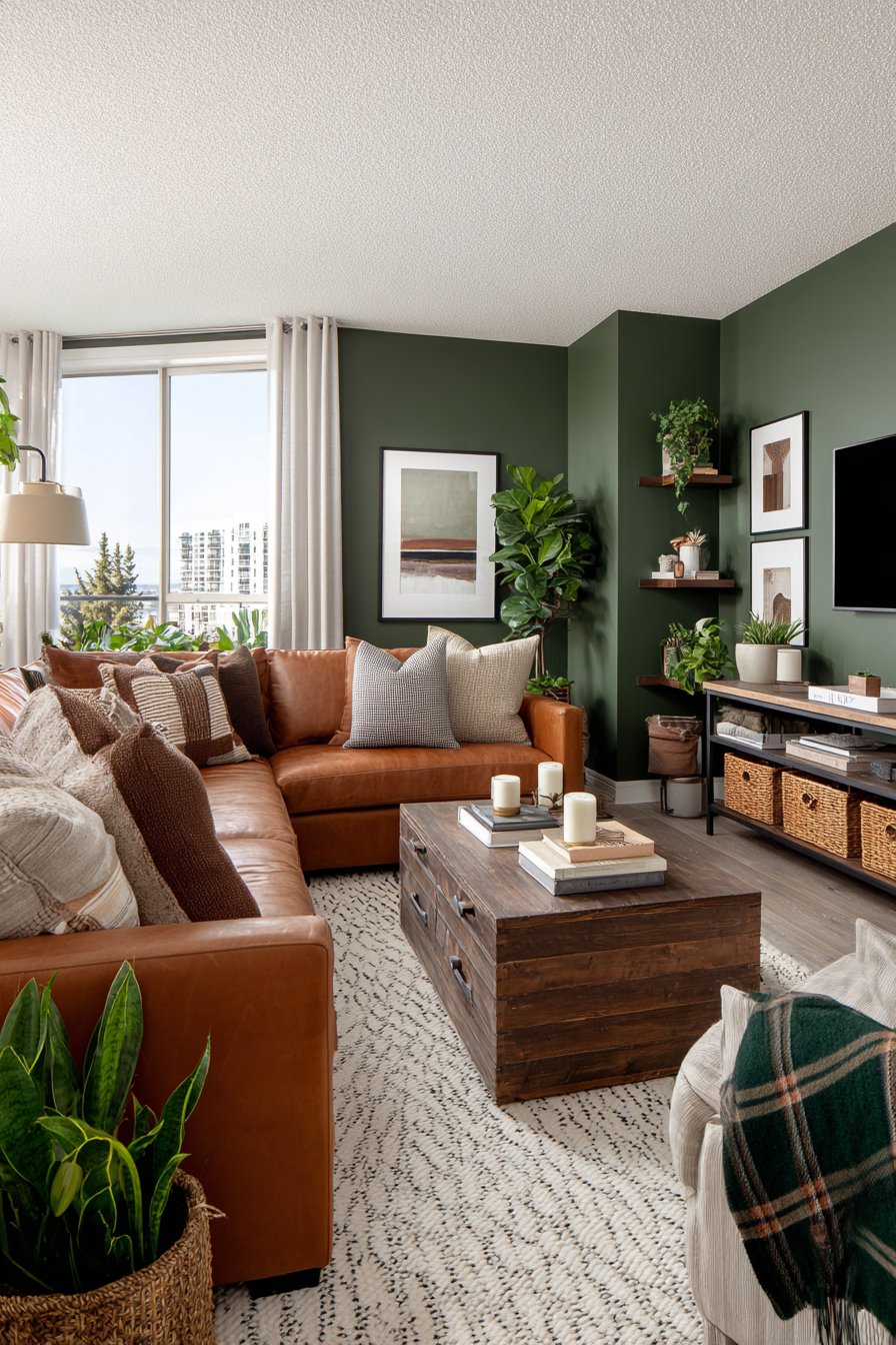 Pine Green Accent with Reclaimed Media Console