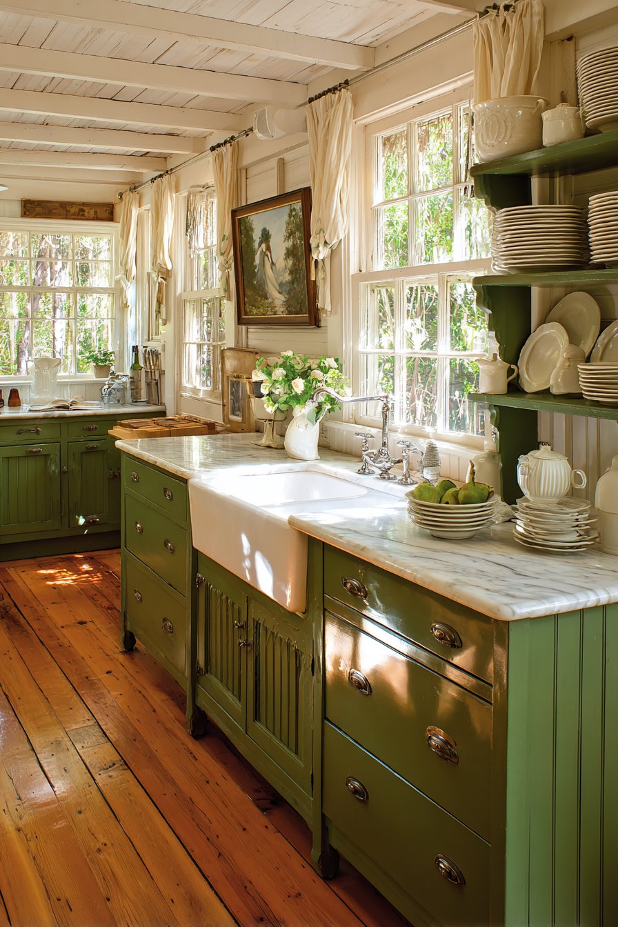 Cottage Evergreen with White Marble