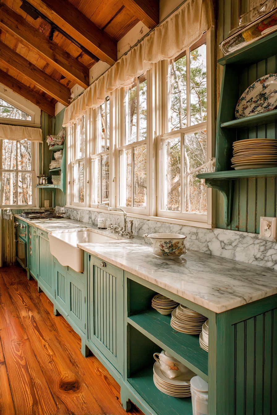 Cottage Evergreen with White Marble