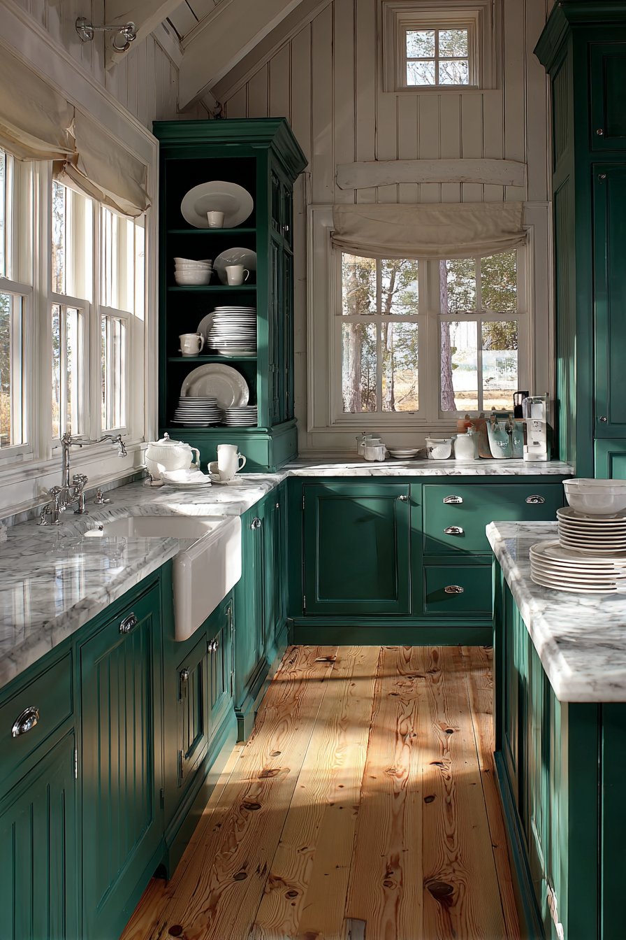 Cottage Evergreen with White Marble