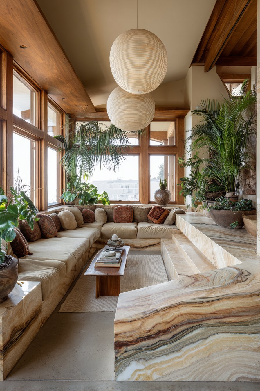 Bi-Level Natural Stone Architecture