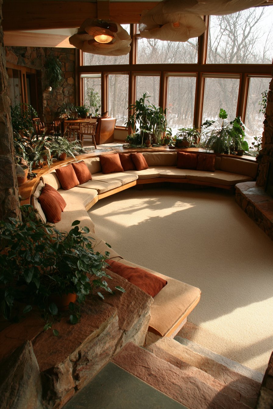 Bi-Level Natural Stone Architecture