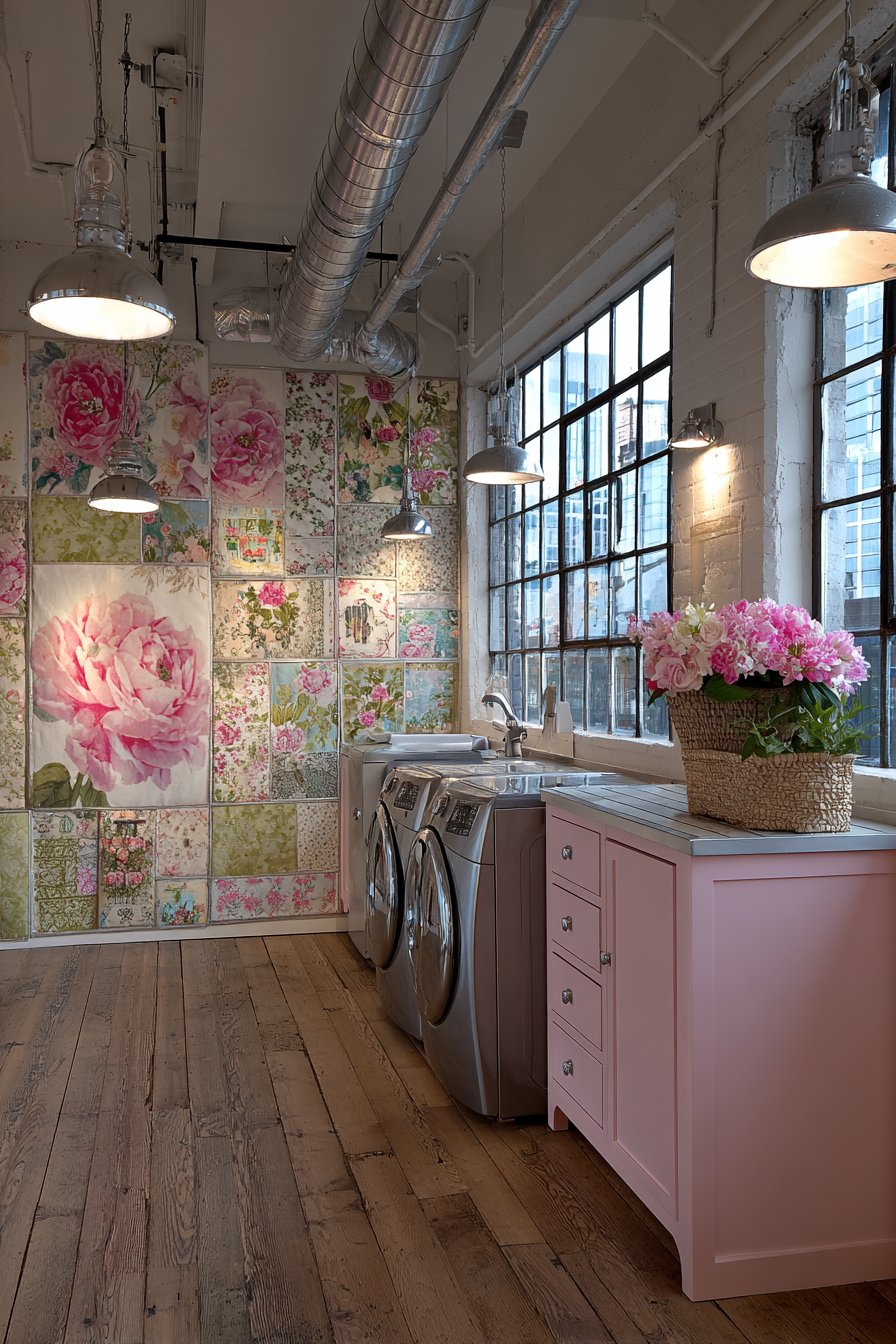 Fabric Patchwork with Industrial Windows