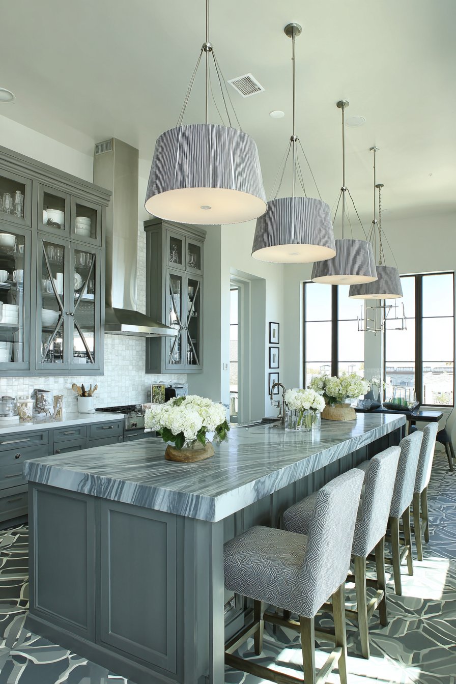 Layered Grey and White Kitchen with Multiple Textures