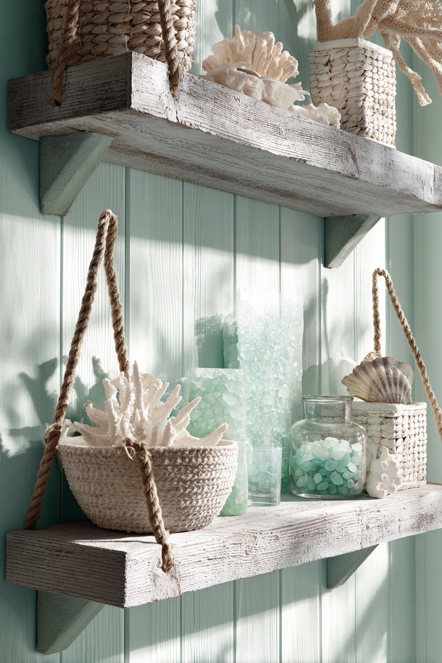 Coastal Driftwood Floating Shelves