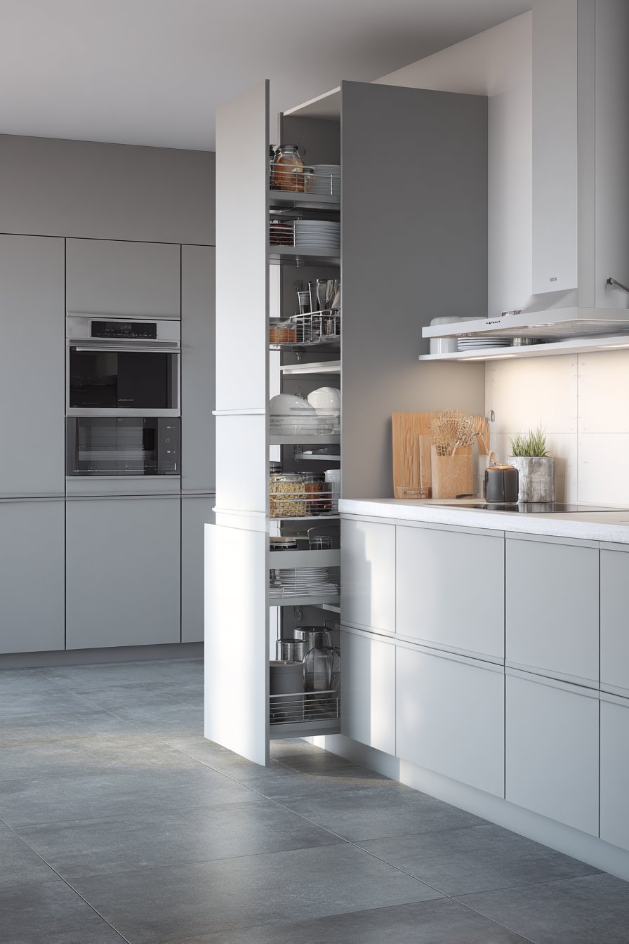 Vertical Storage with Pull-Out Pantry Units