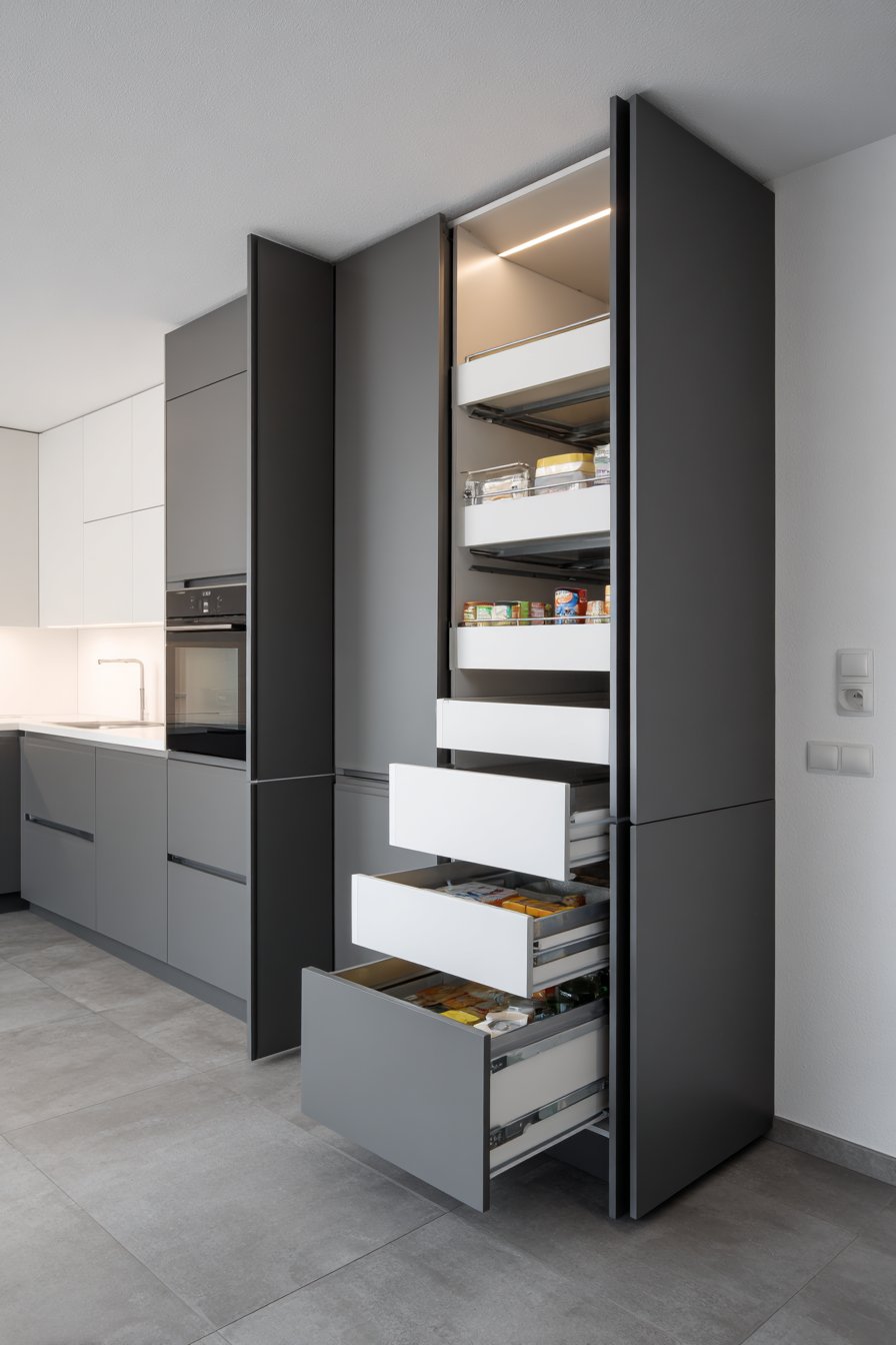 Vertical Storage with Pull-Out Pantry Units