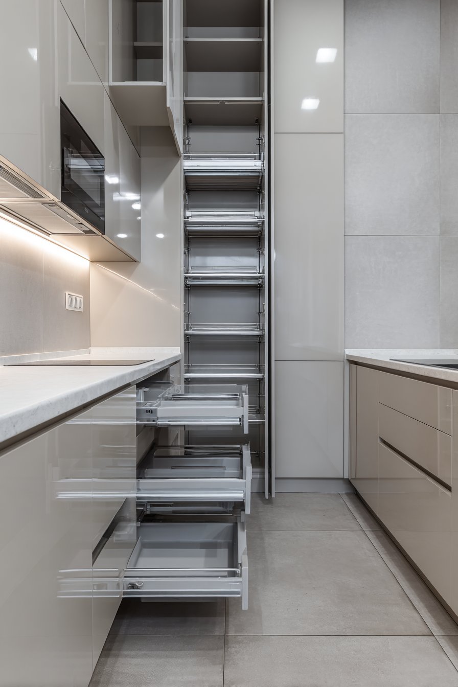 Vertical Storage with Pull-Out Pantry Units
