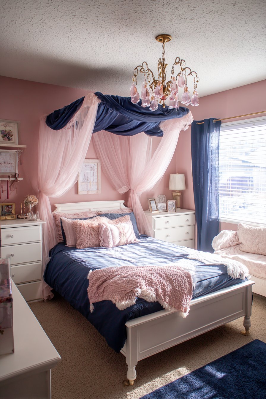 Powder Pink and Navy Stripes