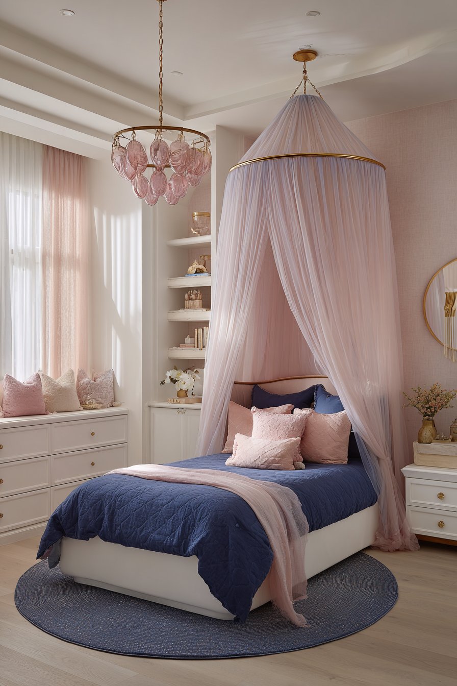 Powder Pink and Navy Stripes