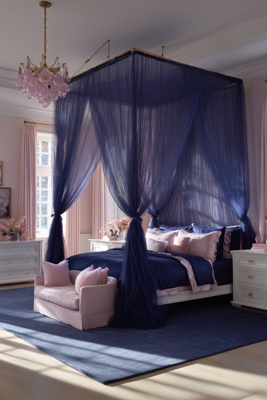 Powder Pink and Navy Stripes