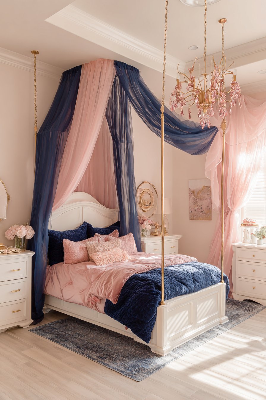 Powder Pink and Navy Stripes